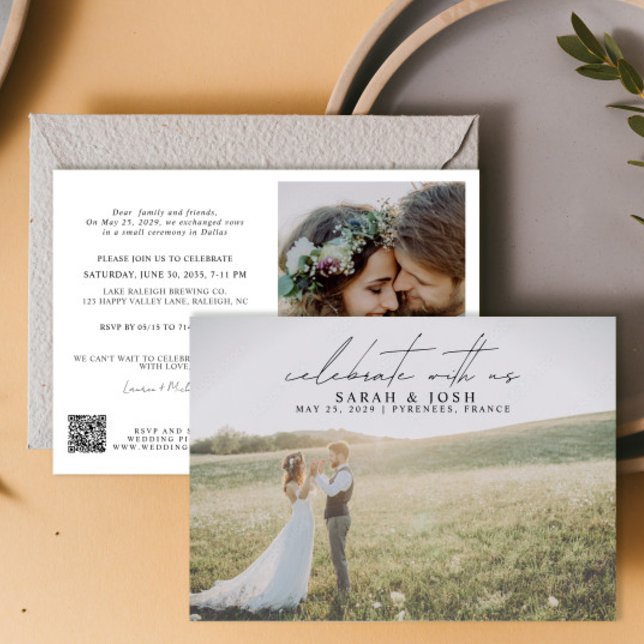 QR Code Celebrate With Us 2 Photo Wedding Announcement (Creator Uploaded)