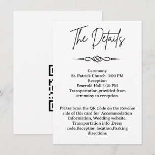 QR Code Celtic Knotwork Arrow Wedding Details  Enclosure Card
