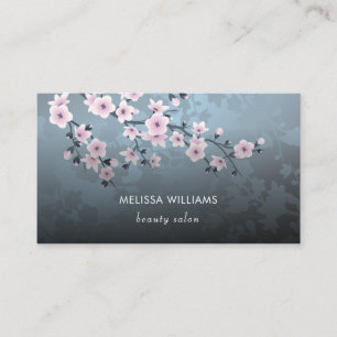 Qr Code   Cherry Blossom Dark Floral  Business Card