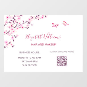 QR Code Cherry Blossom Pink White Window Cling