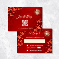 QR Code | Cherry Blossom Red RSVP Chinese Wedding