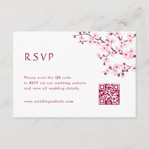 QR Code Cherry Blossom RSVP Enclosure Card