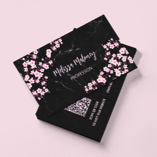 QR Code Cherry Blossoms Business Card
