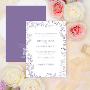 QR Code Classic Formal Elegant Lavender Wedding Invitation