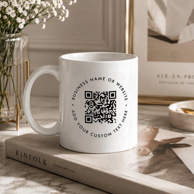 QR Code Coffee Mug | Business Website Cup Gift (Custom QR code coffee mug for business websites, booking links, shops, and client desks.)