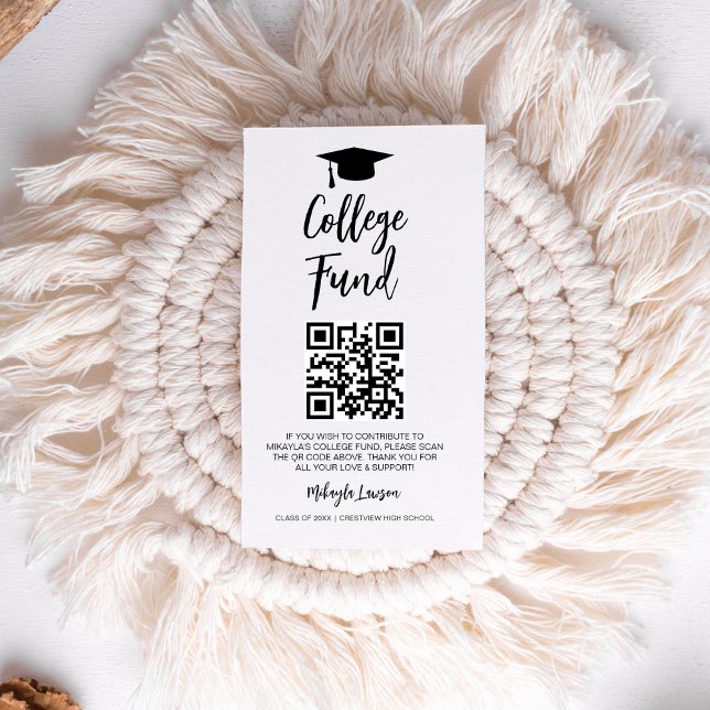 QR Code College Fund Graduation Party Graduate Enclosure Card (Creator Uploaded)