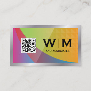 QR Code Colourful Geometric Background Business Card