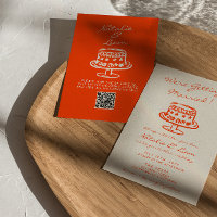QR Code Colourful Hand Drawn Cake Retro Fun Weddin