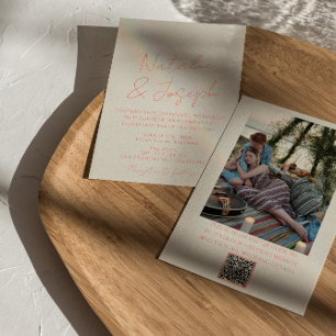 QR Code Colourful Pastel Whimsical Photo Wedding Invitation