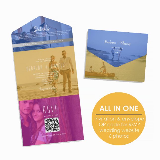 QR Code Colourful Photo Wedding All In One Invitation (Creator Uploaded)