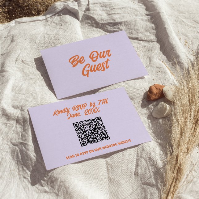 QR Code Colourful Retro Bright Funky Modern Weddin RSVP Card (Creator Uploaded)