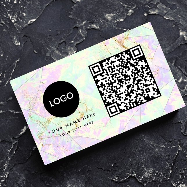QR Code Colours Gemstone Opal Texture Business Car Card (Creator Uploaded)