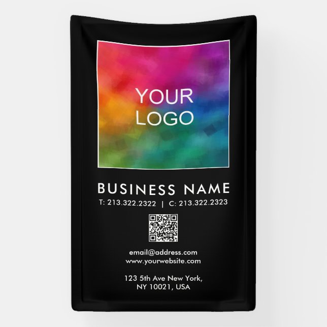 QR Code Company Business Logo Vertical Template Banner (Vertical)