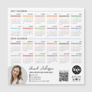 QR Code & Company Logo 2027 - 2028 Calendar Magnet
