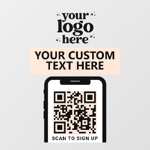 QR Code Company Logo Modern Minimalist Blush Pink Window Cling