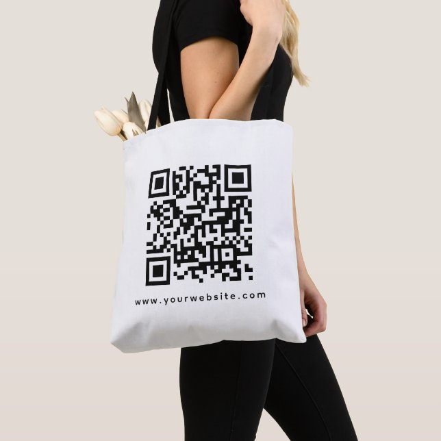 QR Code Company Logo Website Address Double Sided Tote Bag (Close Up)