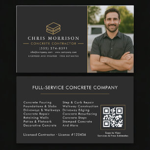 QR Code Concrete Contractor Photo Business Card