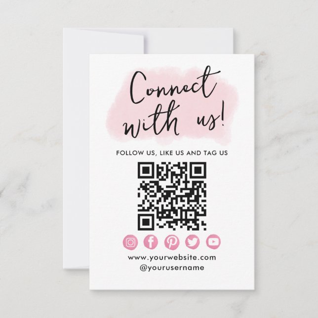 QR Code Connect With Us Social Media Business Card (Front)