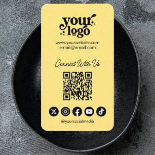 QR Code Connect With Us Social Media Cool Vertical Business Card