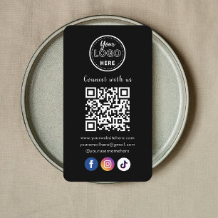 QR Code Connect With Us Trendy Social Media Black Business Card