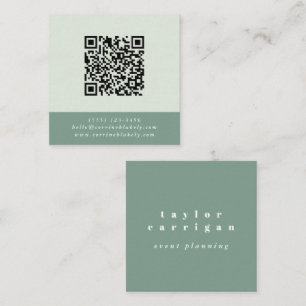 QR Code Contact Website Mint Colour Block Square Business Card