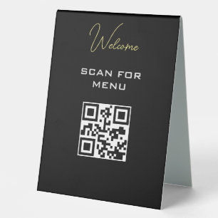 QR Code Contactless Scannable Menu Black White