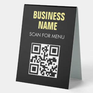 QR Code Contactless Scannable Menu Black White