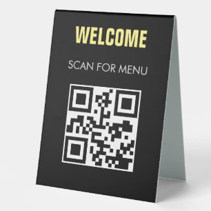 QR Code Contactless Scannable Menu Black White