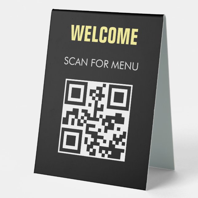 QR Code Contactless Scannable Menu Black White (Front)