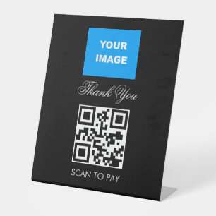 QR Code Contactless Scannable Menu Logo White Pedestal Sign