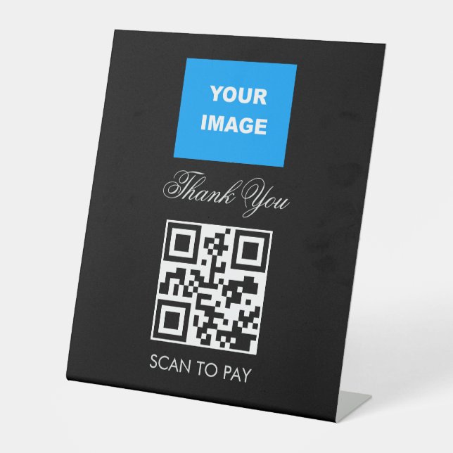 QR Code Contactless Scannable Menu Logo White Pedestal Sign (Front)