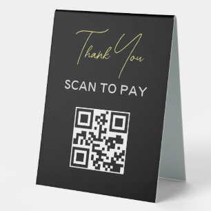 QR Code Contactless Scannable Pay Black White
