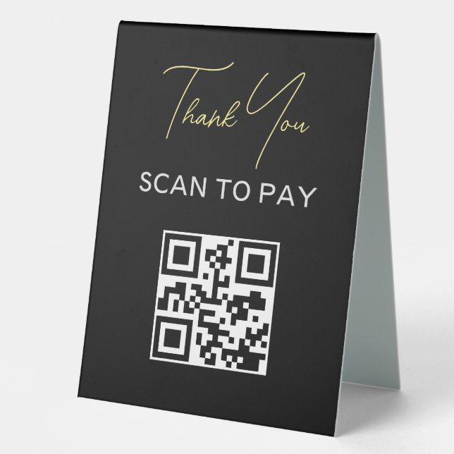 QR Code Contactless Scannable Pay Black White (Front)