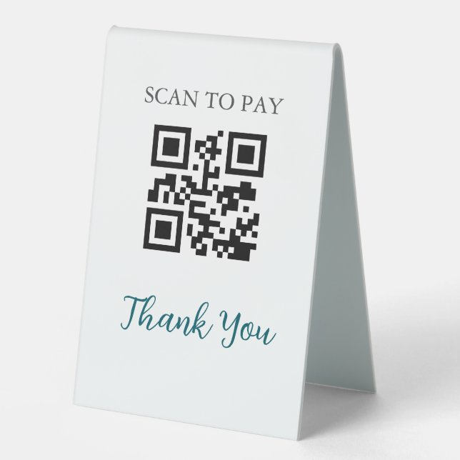 QR Code Contactless Scannable Pay Black White (Front)