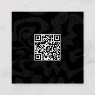 QR Code Cool Black and White Retro Groovy Square Business Card