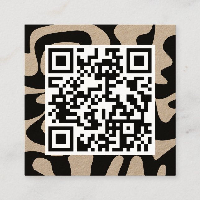 QR Code Cool Modern Creative Black Eco Kraft Square Business Card (Front)
