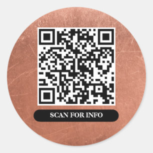 QR Code Copper Bronze Unique Professional Chic Classic Round Sticker
