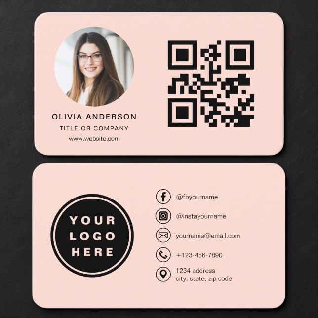 QR Code Coral Photo  Business Card (Creator Uploaded)