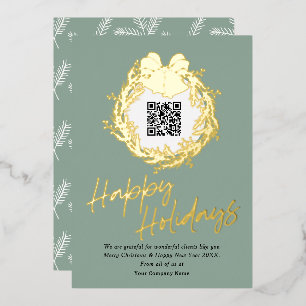 QR code corporate business happy holiday cards