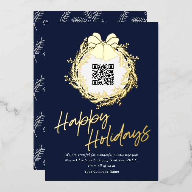 QR code corporate business happy holiday cards (Front/Back)