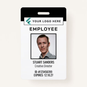 QR Code Corporate Logo Photo Employee ID Badge
