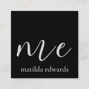 QR Code Cosmetics Elegant Modern Black White Square Business Card