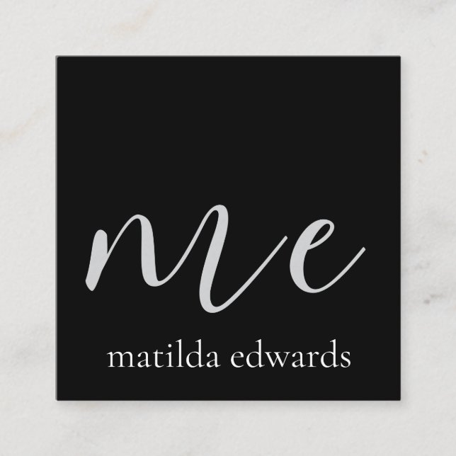 QR Code Cosmetics Elegant Modern Black White Square Business Card (Front)