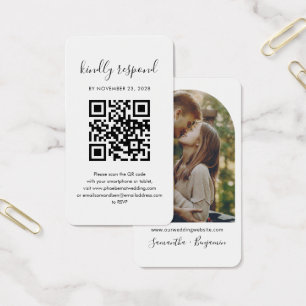 QR Code Couples Photo RSVP Wedding Enclosure Card