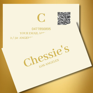 QR Code Cream Simple Minimal Professional Business Card