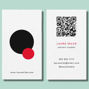 QR Code Creative Contemporary Black Red Circle  Business Card