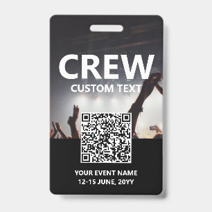 Qr Code Crew Access Pass Custom Event Badge ID Badge