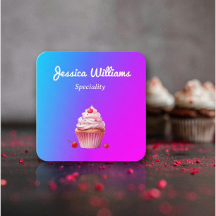QR code Cupcake home bakery light gradient Square Business Card