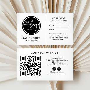 QR Code Custom Logo Business Company   White Appointment Card