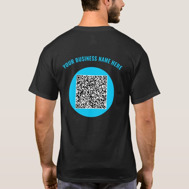 QR Code Custom Text and Colours Business T-Shirt (Back)
